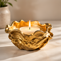 TOPBOLYEN Gold-Tone Ripple Resin Candle Holder