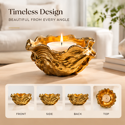 TOPBOLYEN Gold-Tone Ripple Resin Candle Holder