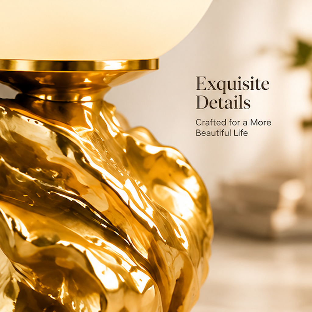 Globe table lamp with text highlighting metal base, soft ambient light, versatile decor and artistic design